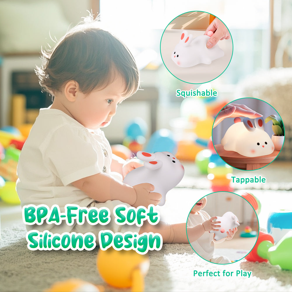 Big face rabbit night light bedroom children's eye protection sleep lamp