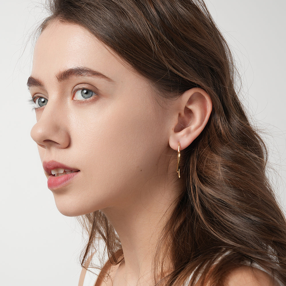 Metal heart niche design temperament sterling silver earrings