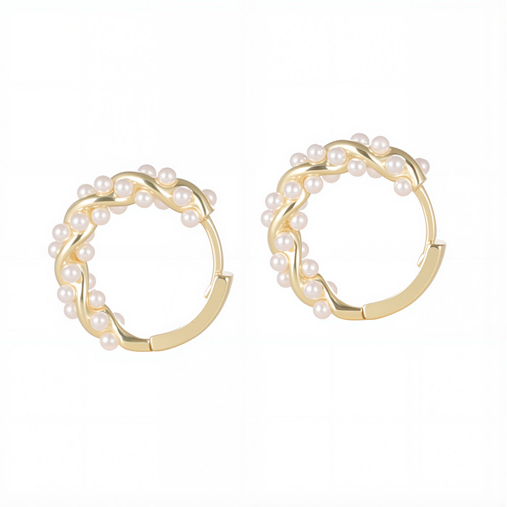 Gentle Temperament Twisted Pearl Round Earrings