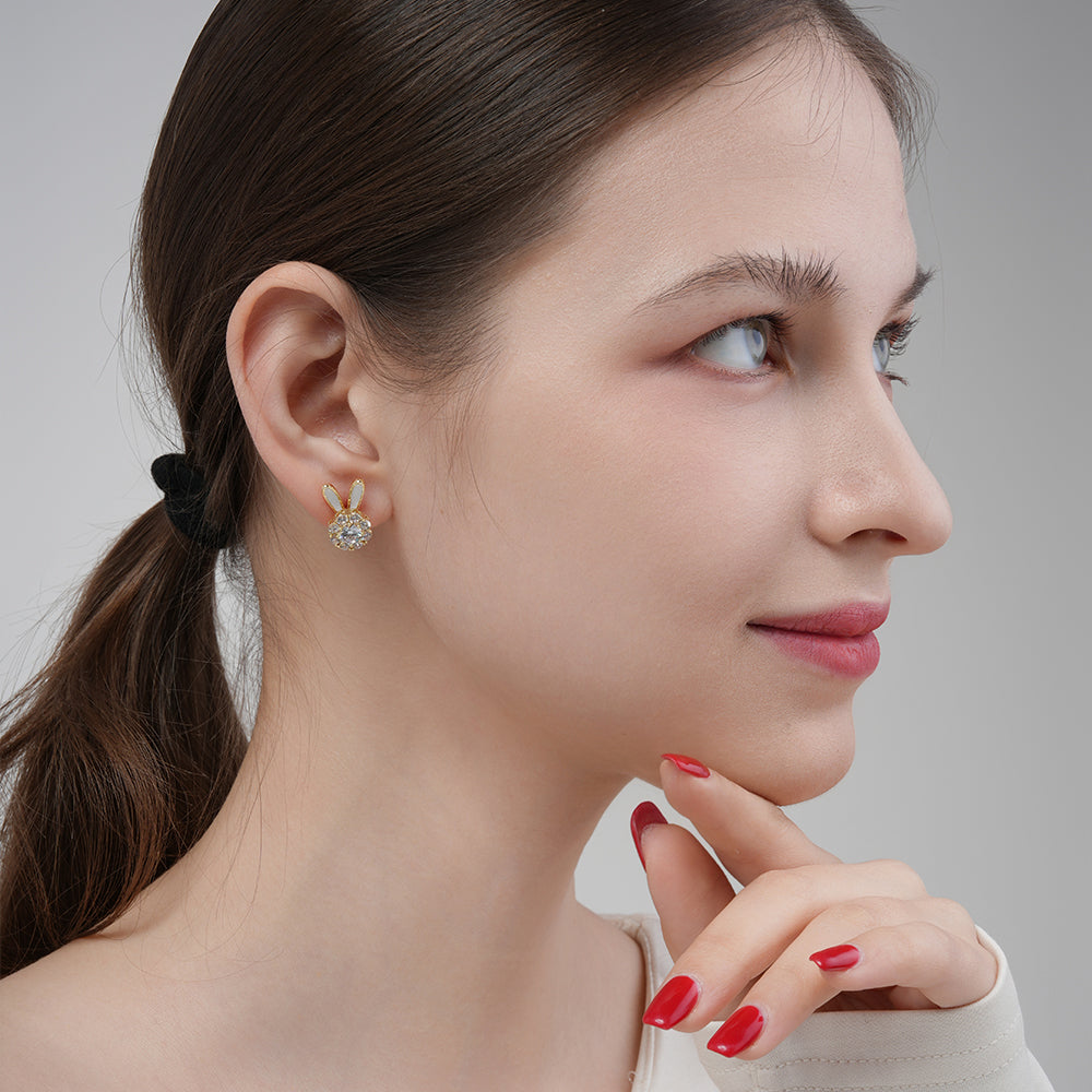 Rotatable Bunny Stud Earrings