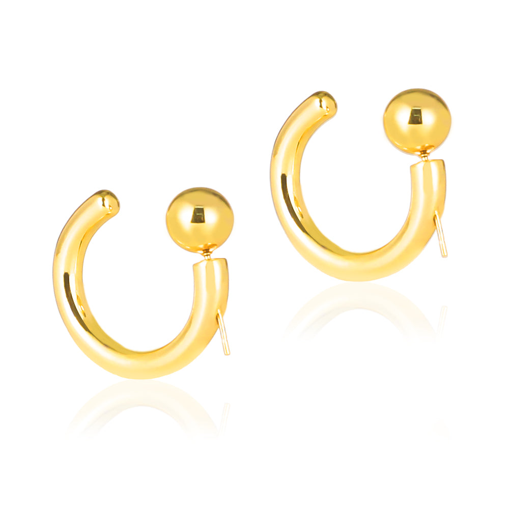 Cold retro gold bean C-shaped earrings