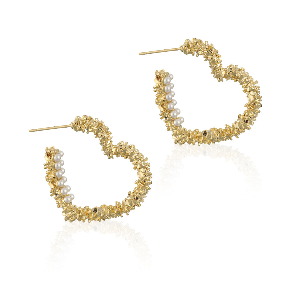 Exquisite geometric high-end heart pearl earrings