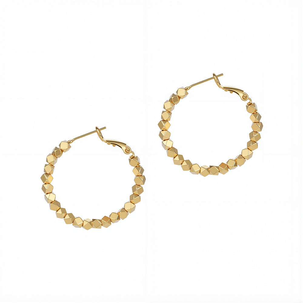 Gold Crushed Silver Unique Hoop Earrings