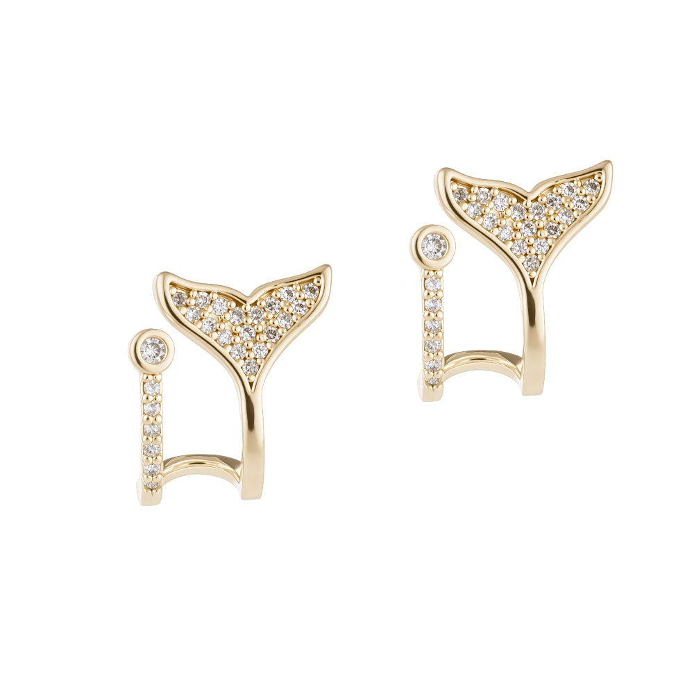 925 Silver Needle Micro-Paved Sparkling Diamond Small Mermaid Tail Stud Earrings