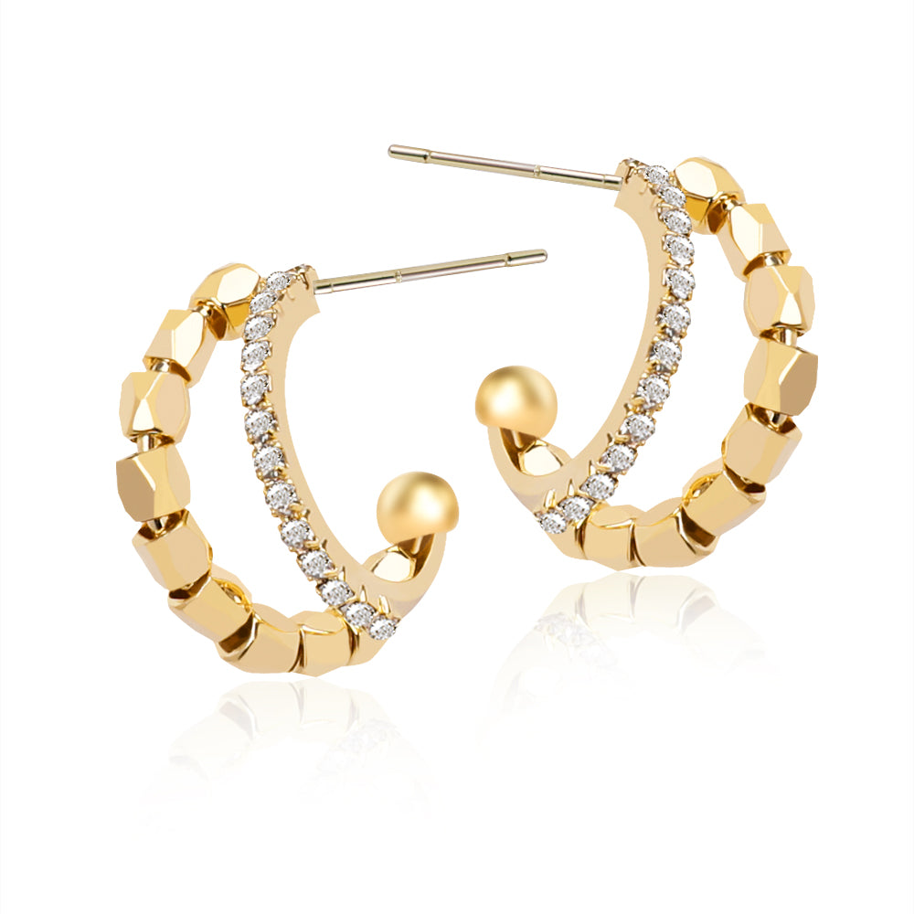 Double-Layer Sparkling Diamond Hoop Earrings
