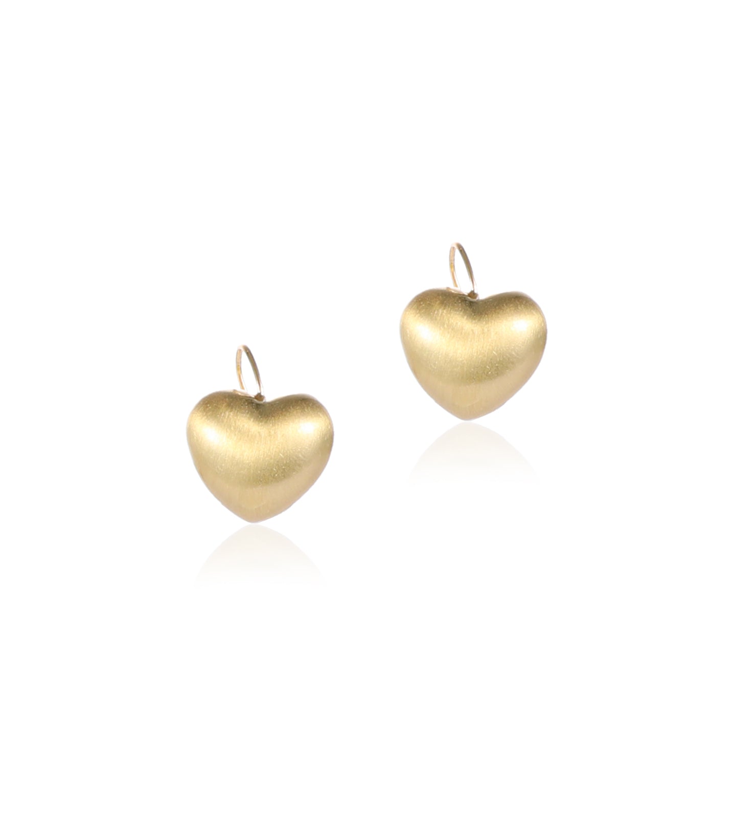 Metallic gold brushed trendy heart earrings