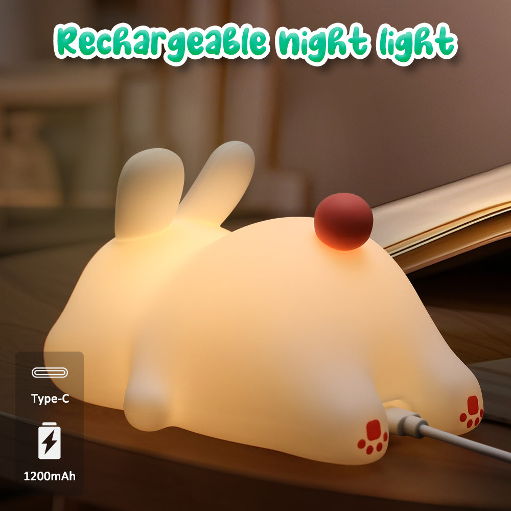 Big face rabbit night light bedroom children's eye protection sleep lamp