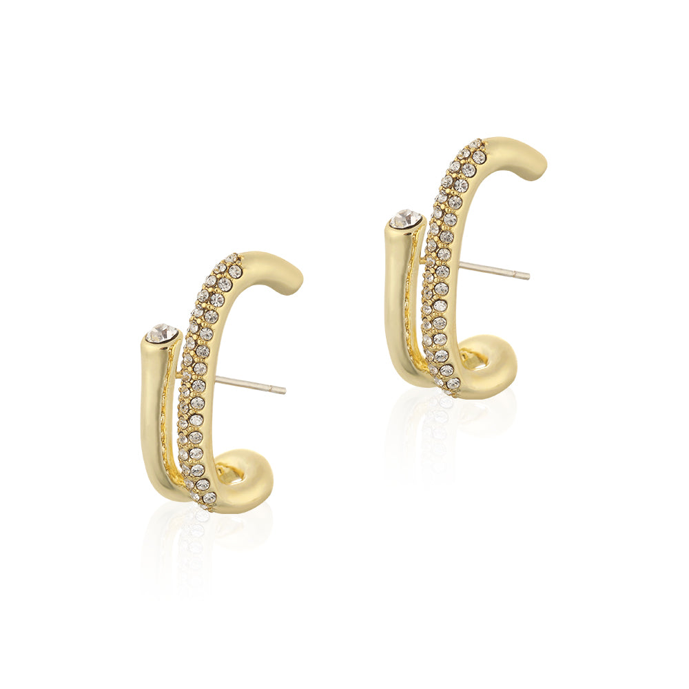 925 Silver Needle Micro-Paved Sparkling Diamond Double Vertical Bar Earrings