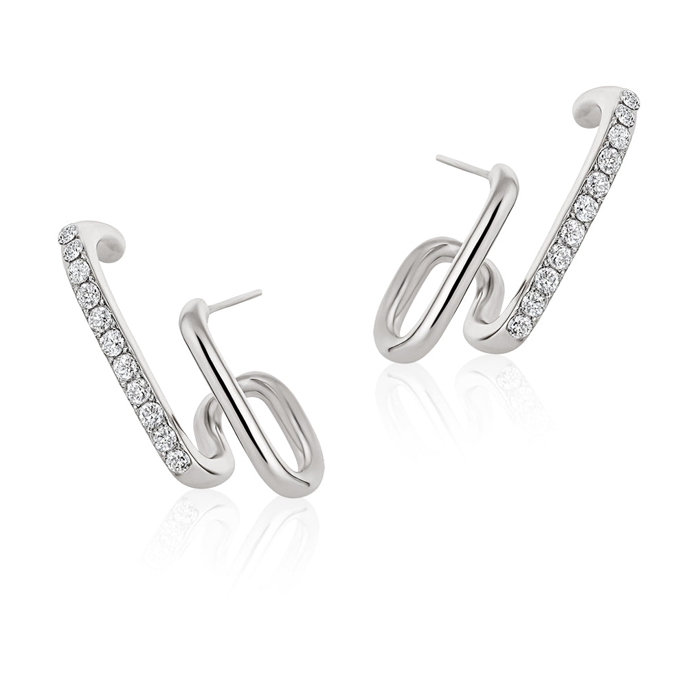 925 Silver Needle Micro-Paved Sparkling Diamond Double Vertical Bar Earrings