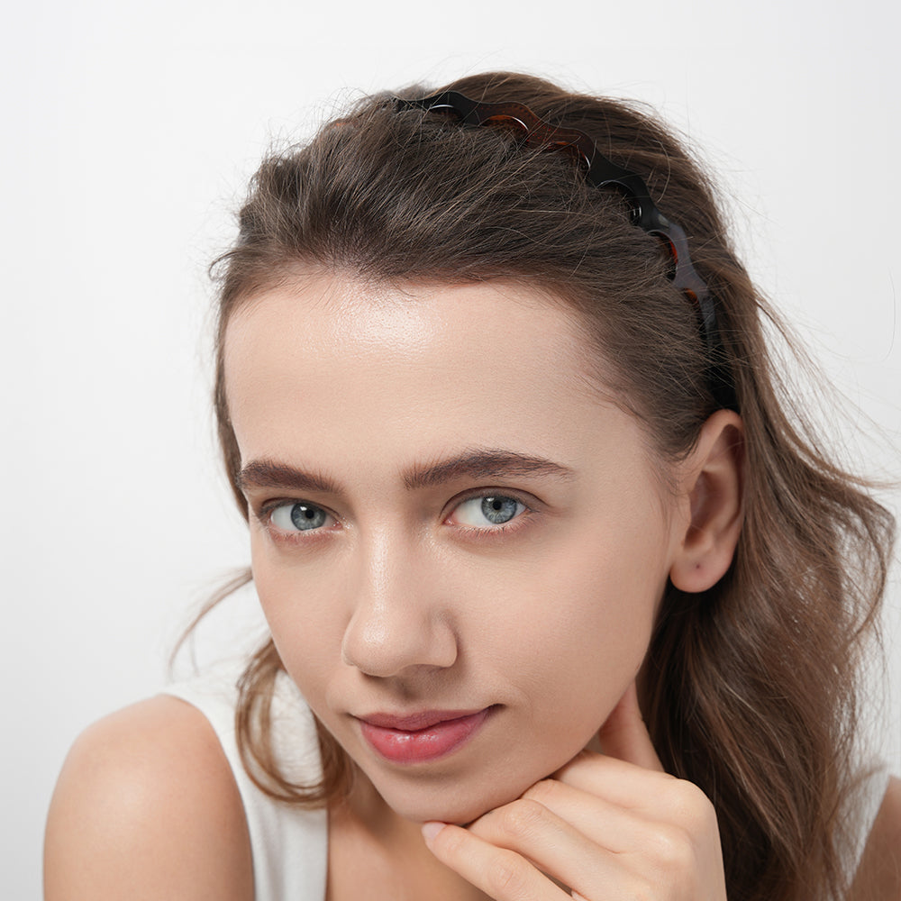 Steel standard toothed wavy hair band, women's high school skull top buckle headband