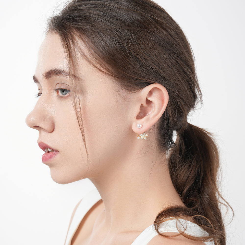 925 silver needle sterling silver pearl daisy flower earrings