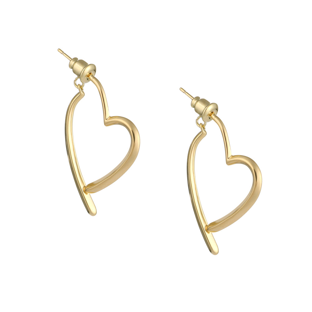 Metal heart niche design temperament sterling silver earrings