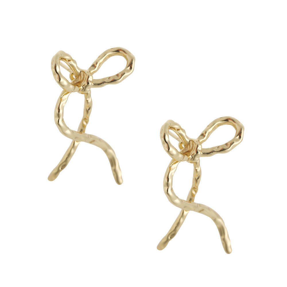 Irregular ribbon bow high-end earrings