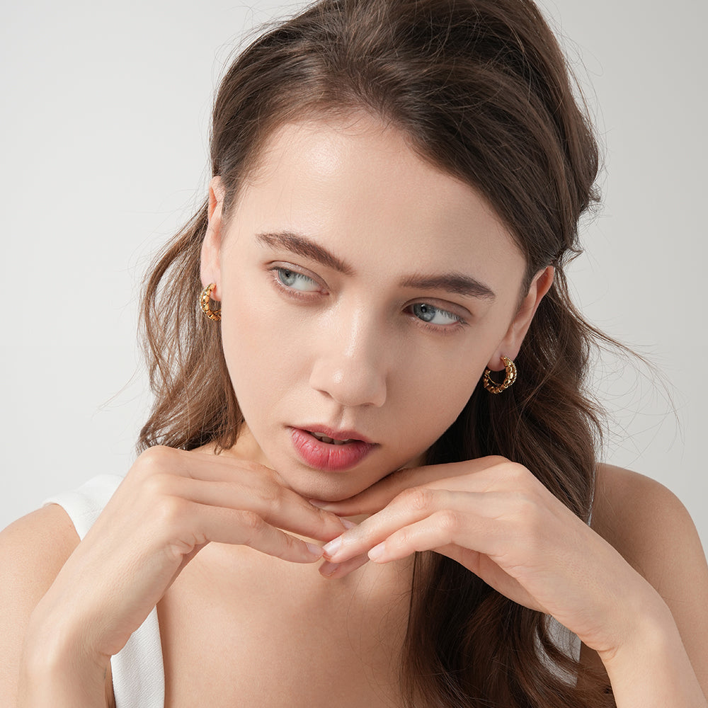 Double-Layer Sparkling Diamond Hoop Earrings