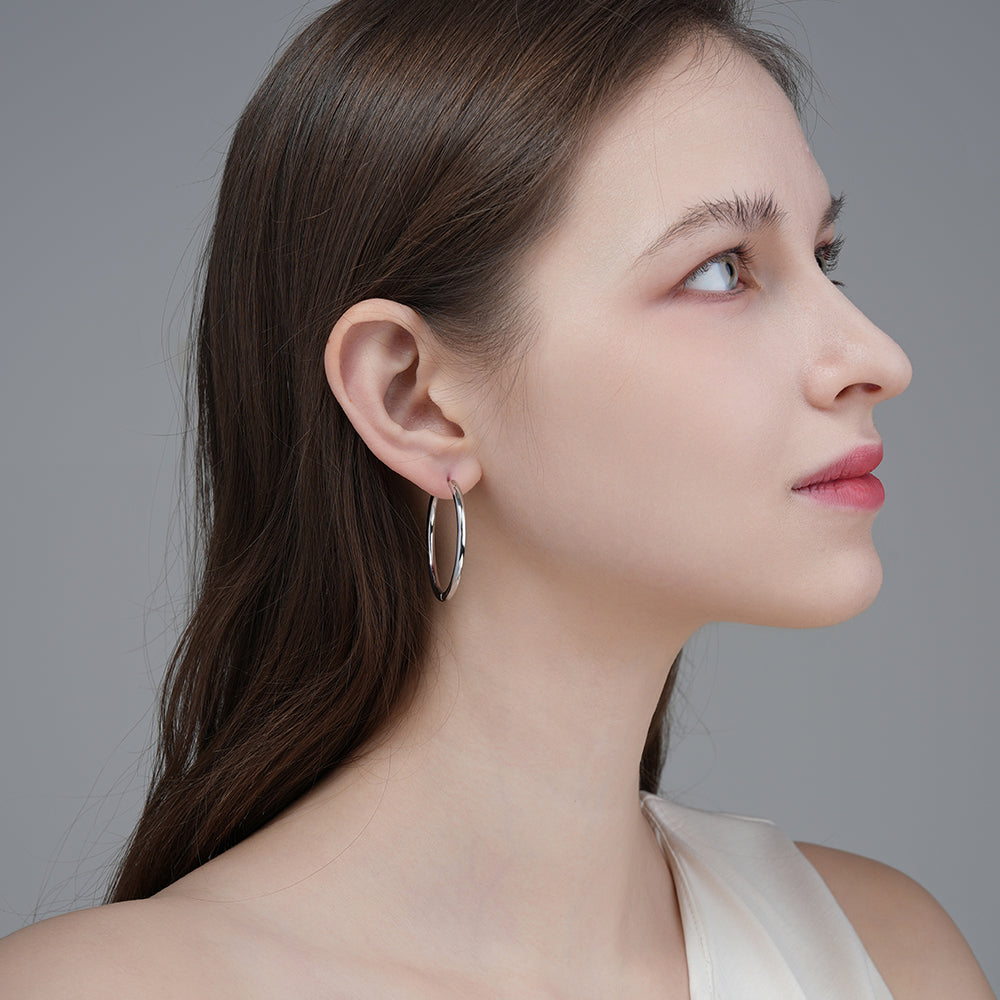 925 Sterling Silver Large Hoop Earrings