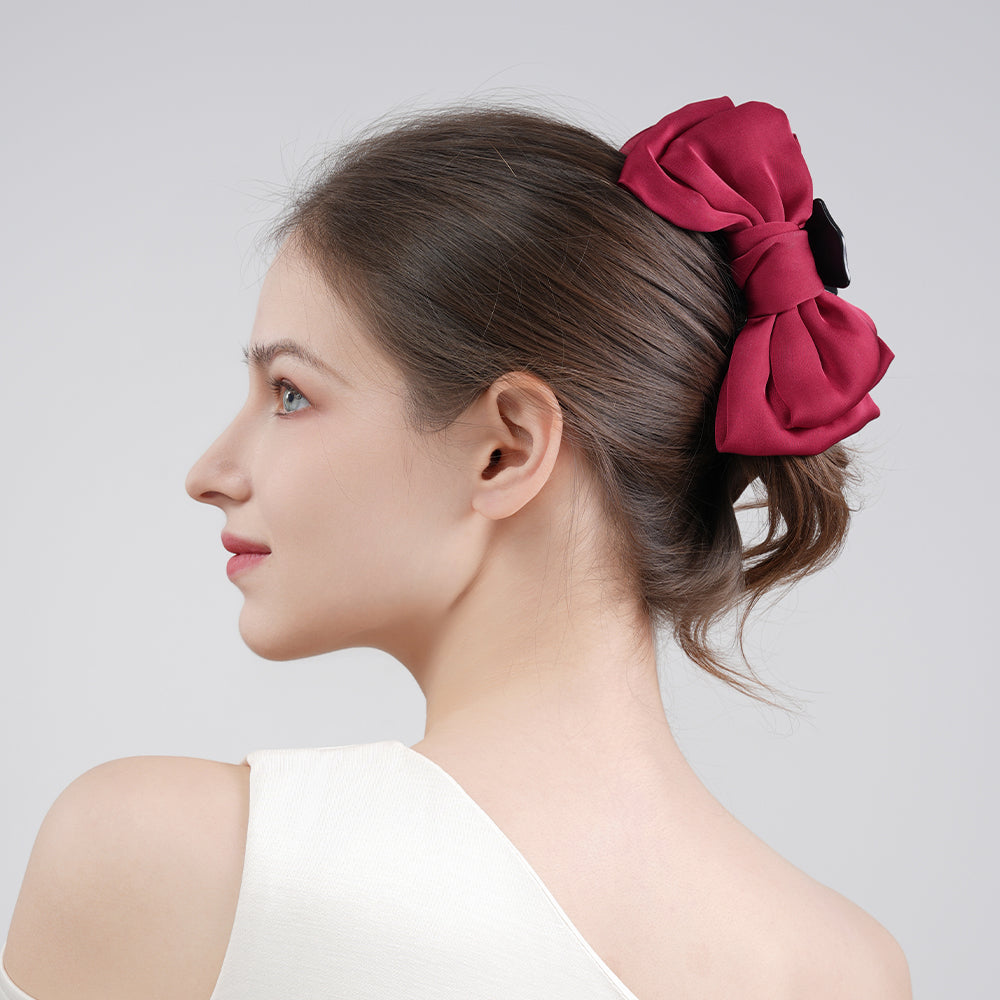 Extra-large bow, shark hairpin at the back of the head, princess head grip clip