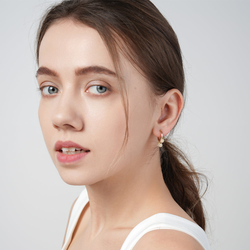 925 silver needle simple small pearl cute versatile earrings