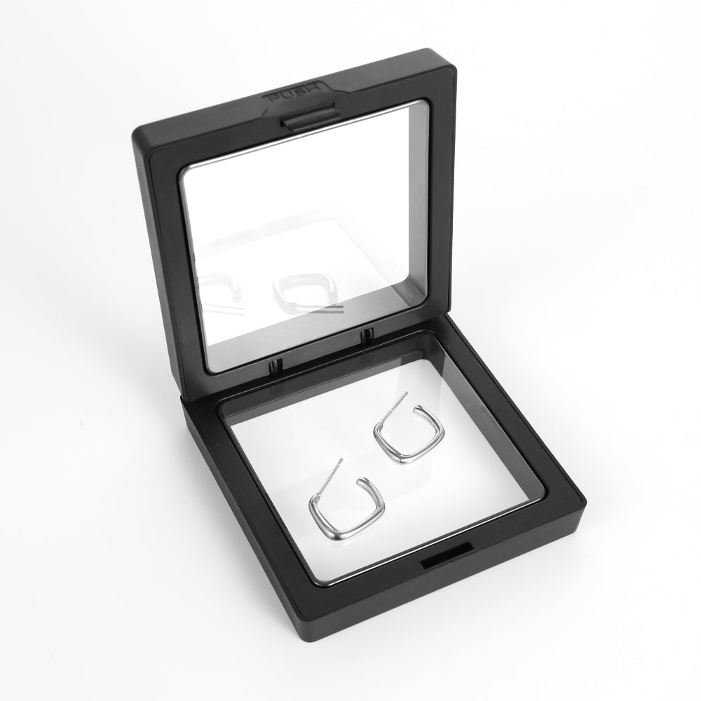 925 silver needle geometric square plain hoop polished earrings