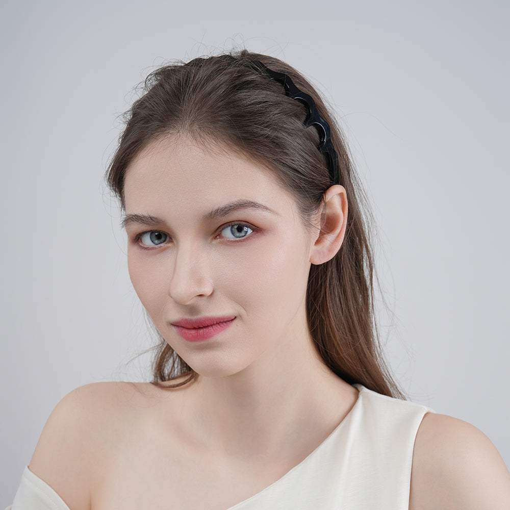 Simple black face washing hair band, anti-slip pressure hair band, toothed hair clip