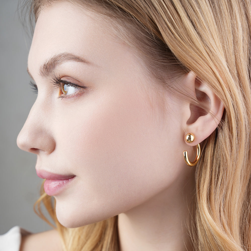 Cold retro gold bean C-shaped earrings