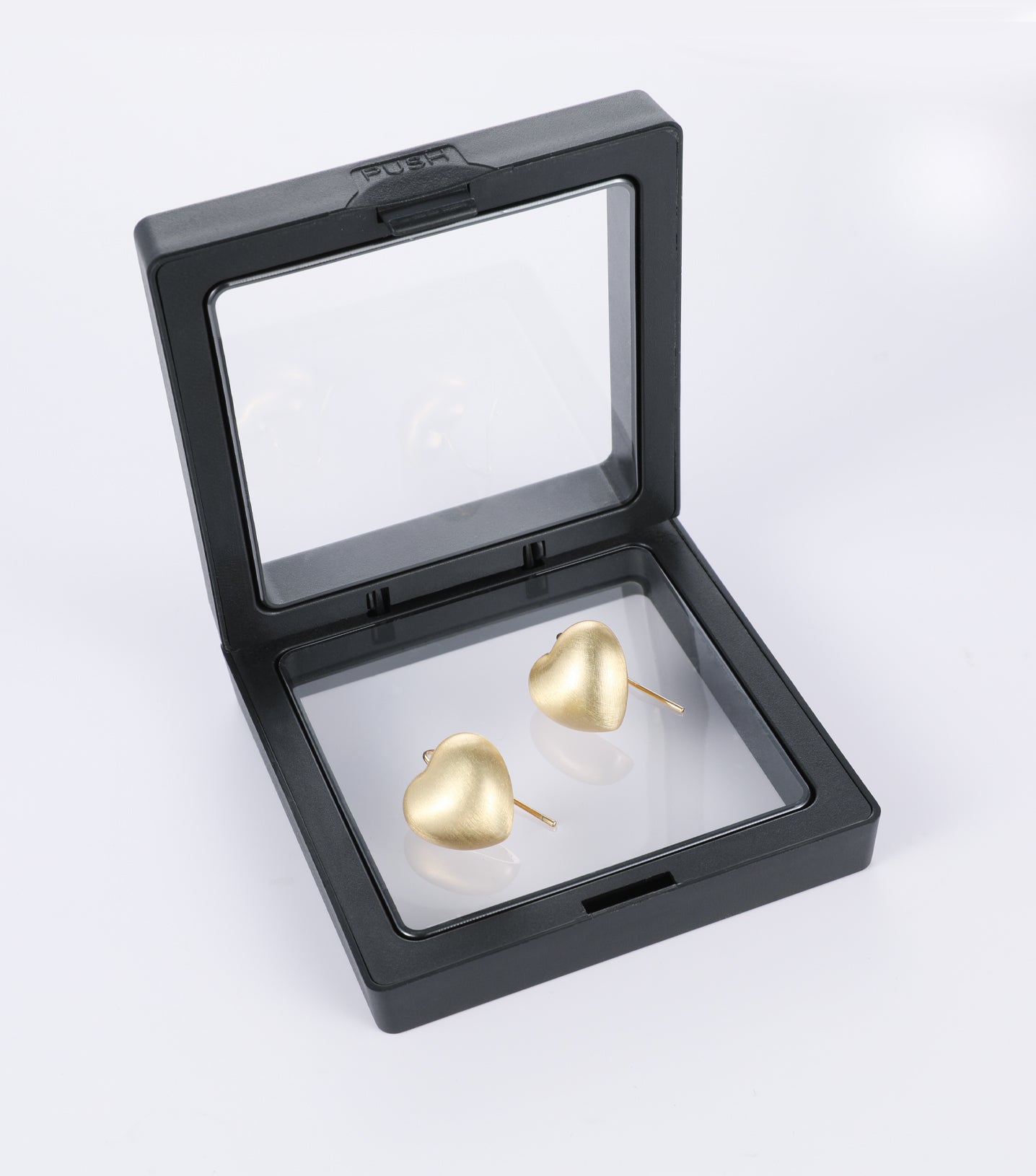 Metallic gold brushed trendy heart earrings