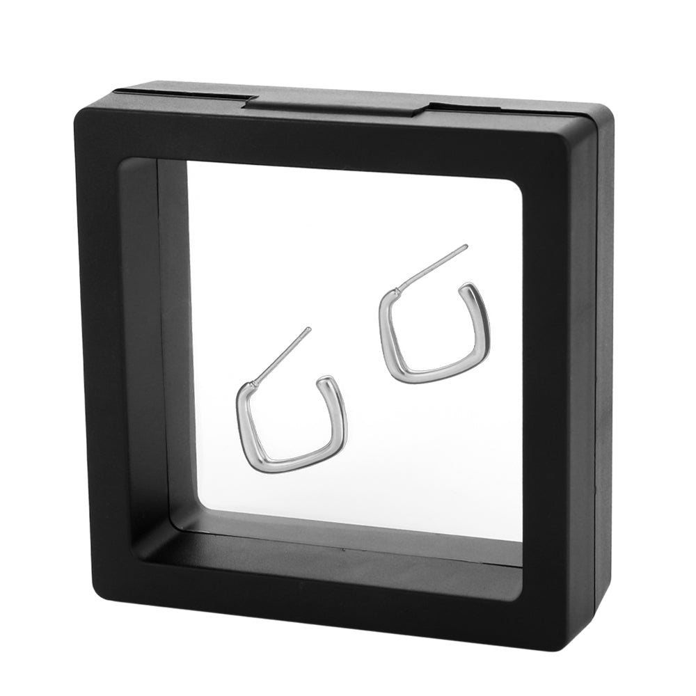 925 silver needle geometric square plain hoop polished earrings