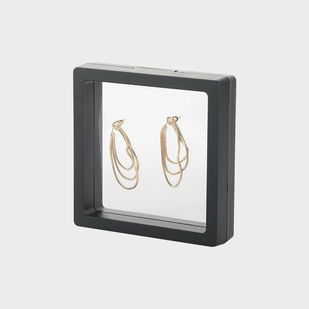 Metallic style three-layer chain tassel earrings