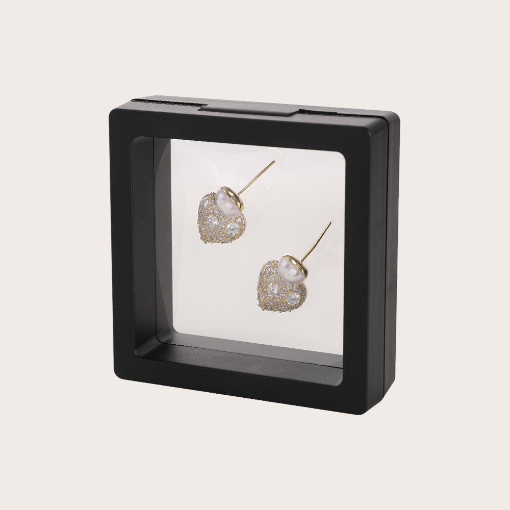 925 Silver Needle Light Luxury Micro-Paved Sparkling Diamond Pearl Heart Earrings