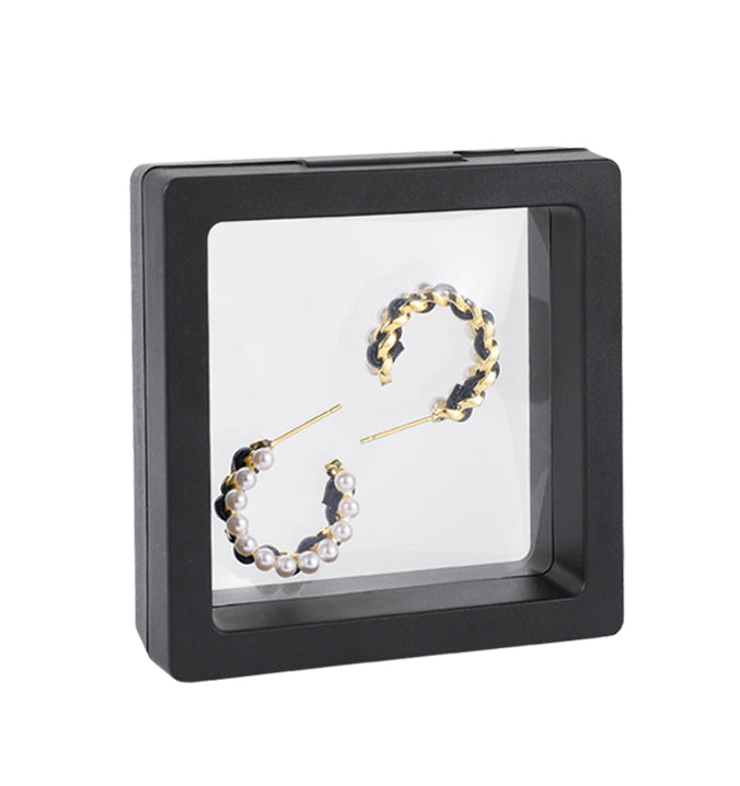 Black velvet pearl ladylike earrings