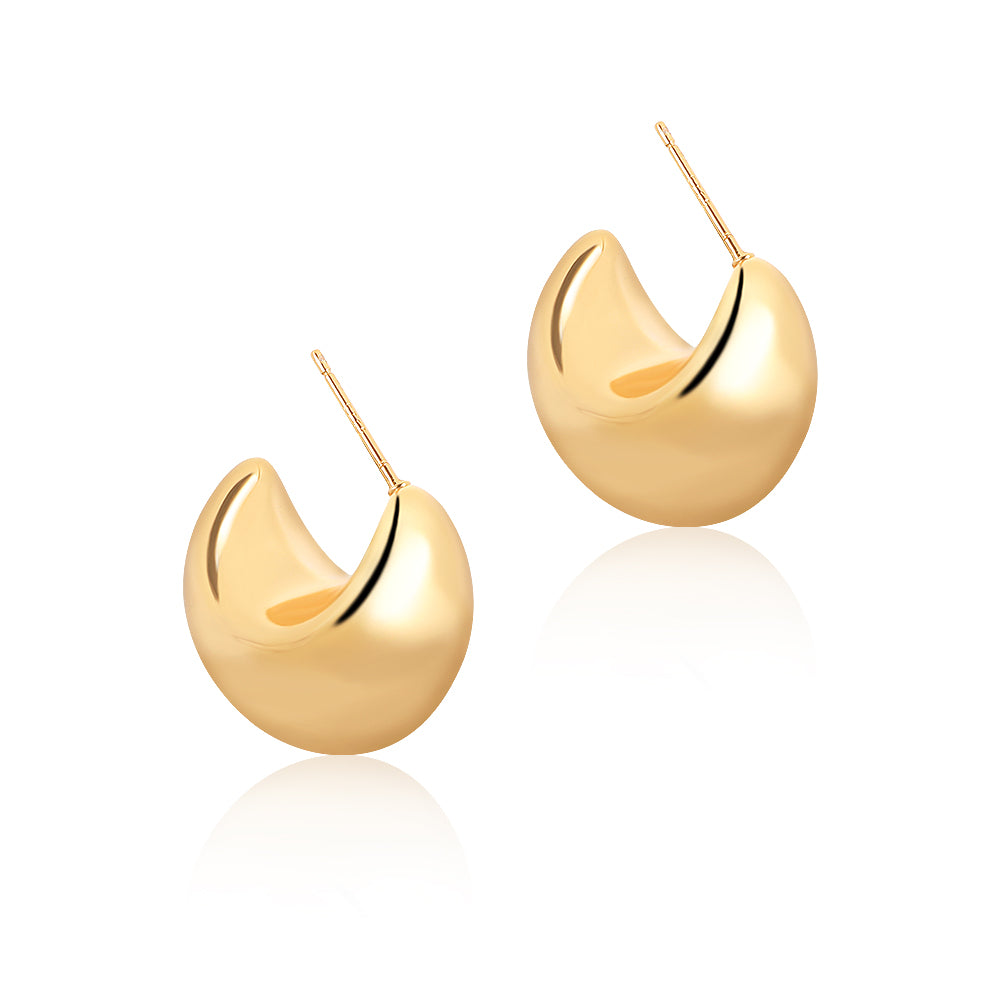 French retro cool style gold bean earrings